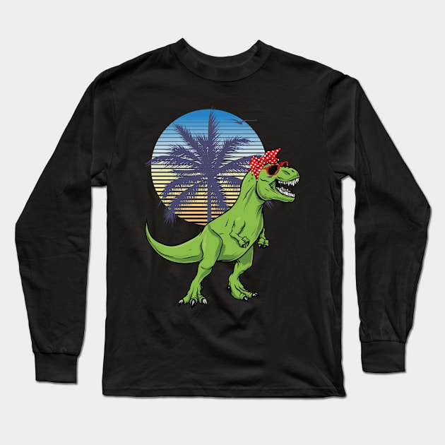 AuntieSaurus Dinosaur T rex Dino Mothers' Day Auntie Saurus Long Sleeve T-Shirt by Msafi